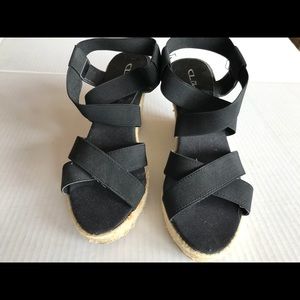 CL by Laundry Espadrille Wedge Black